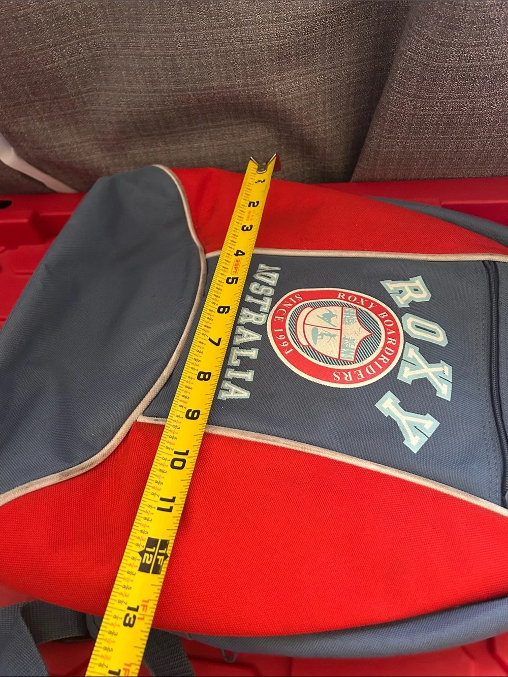 Roxy Two-Tone Red and Gray Men's Backpack with Front Logo